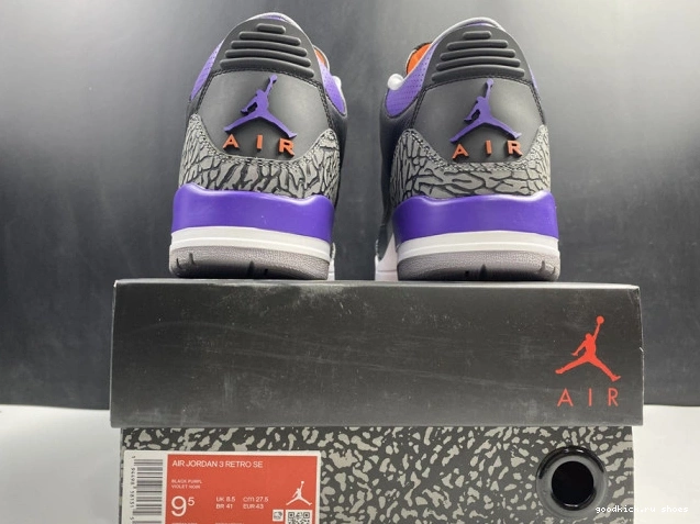 Purple Air Court Jordan 3 Black CT8532 050 Retro 0811